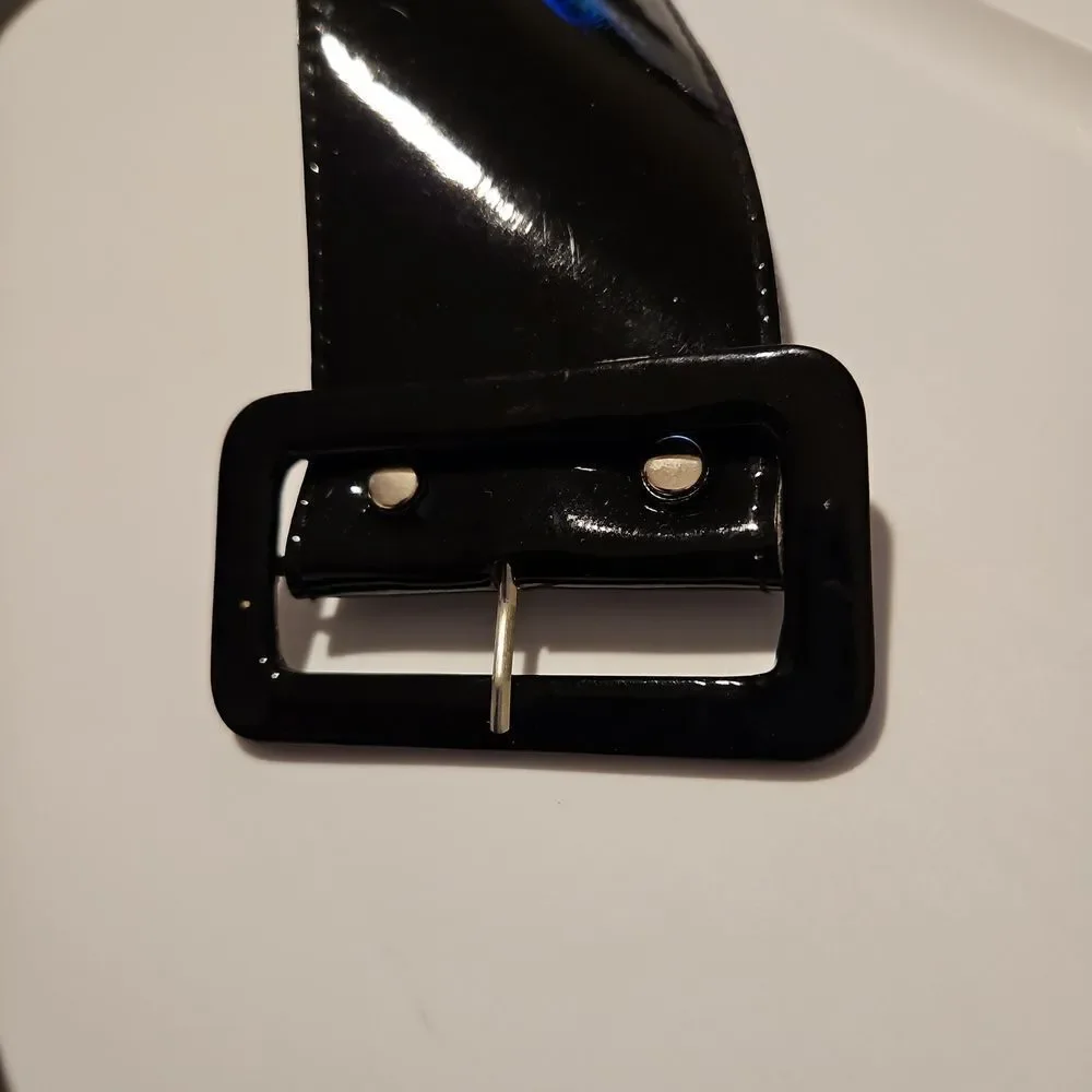 Wide Black Faux Patent Leather Belt waist 30
